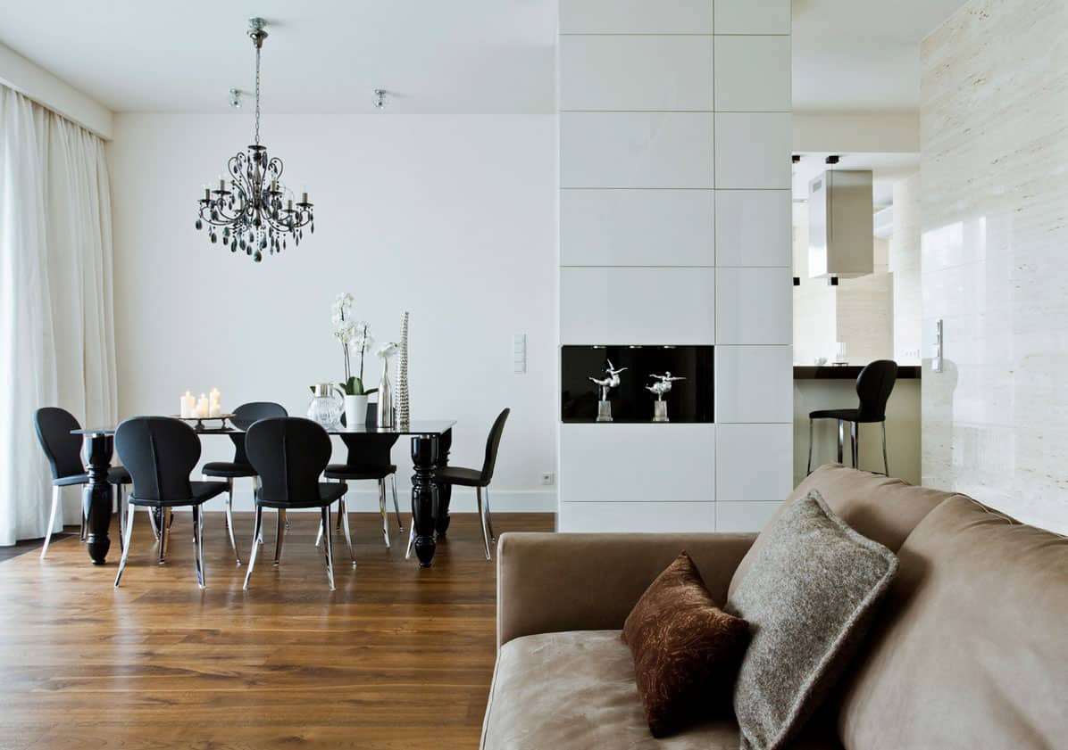 Contrasting Neutrals Create Exciting Drama in Apartment
