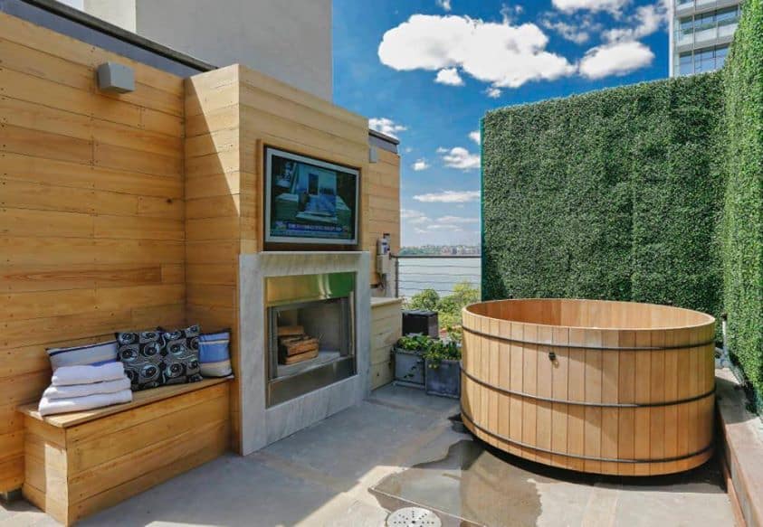 rooftop oasis hot  tub fireplace and theater