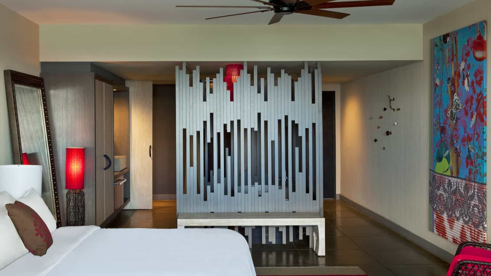bold colour natural materials cozy interiors 23 bed