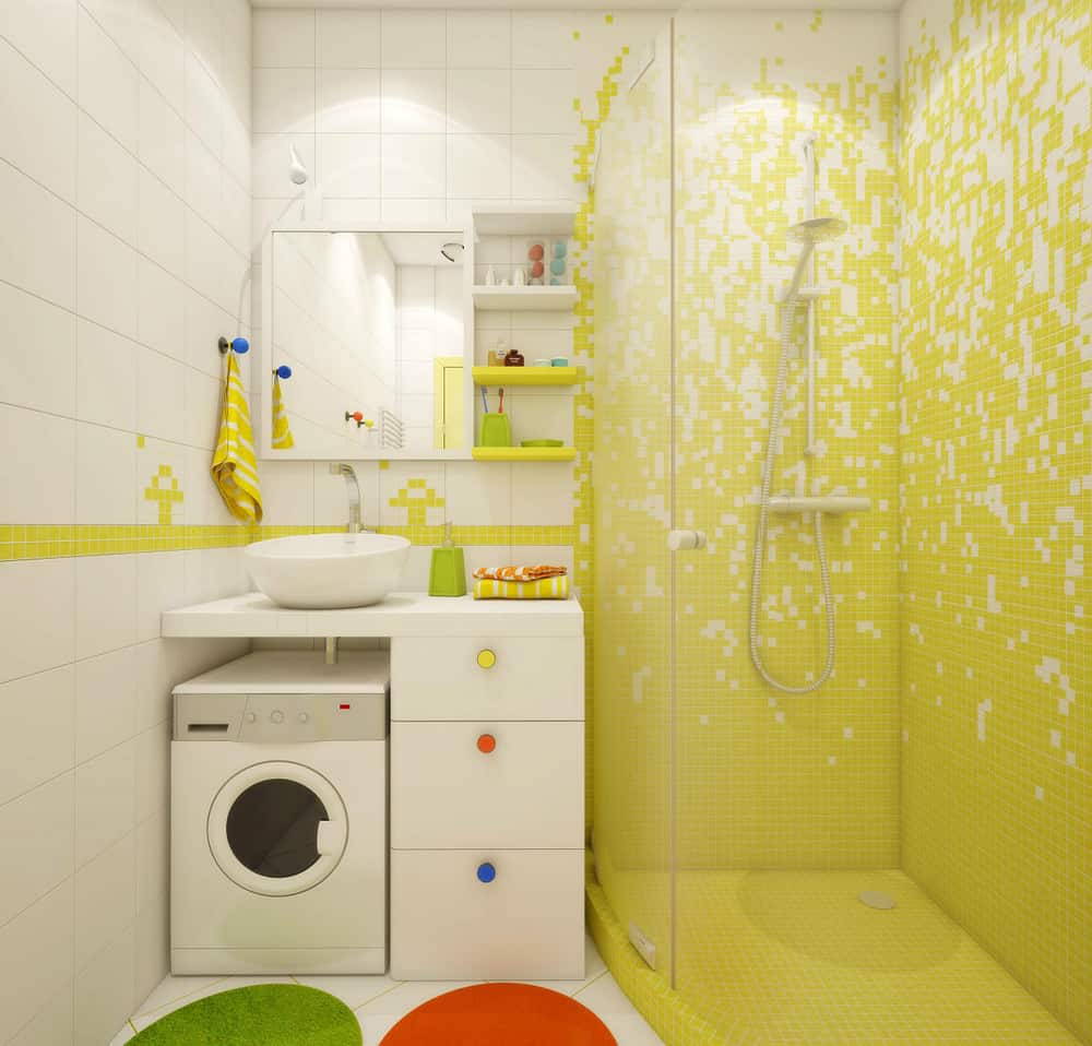 teeny tiny apartment designed bright spacious 13 washer