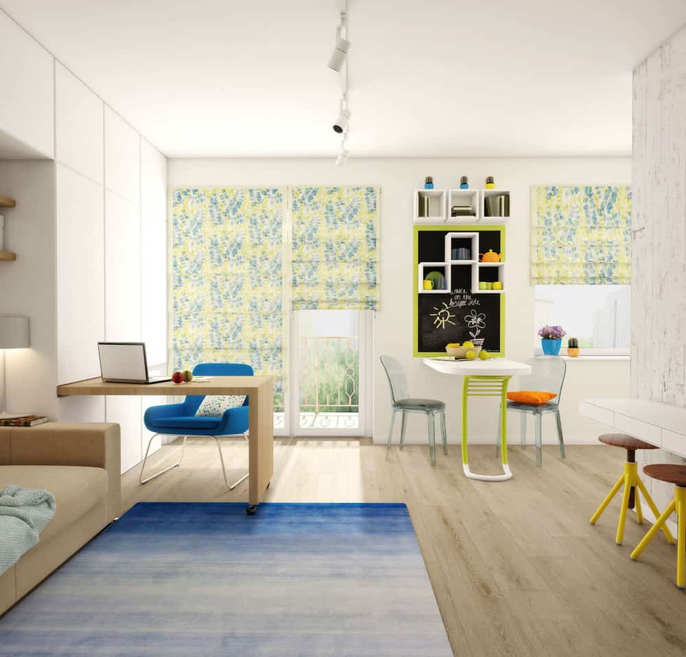 teeny tiny apartment designed bright spacious 7 office