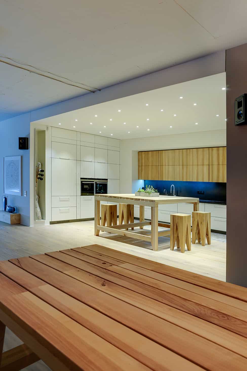 contemporary open plan loft pale colour palette 4 kitchen