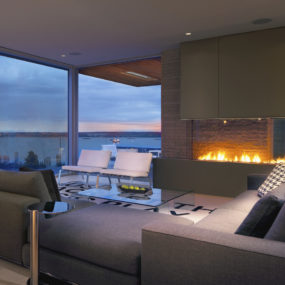 Living Room with a View of the Ocean and of the Fire