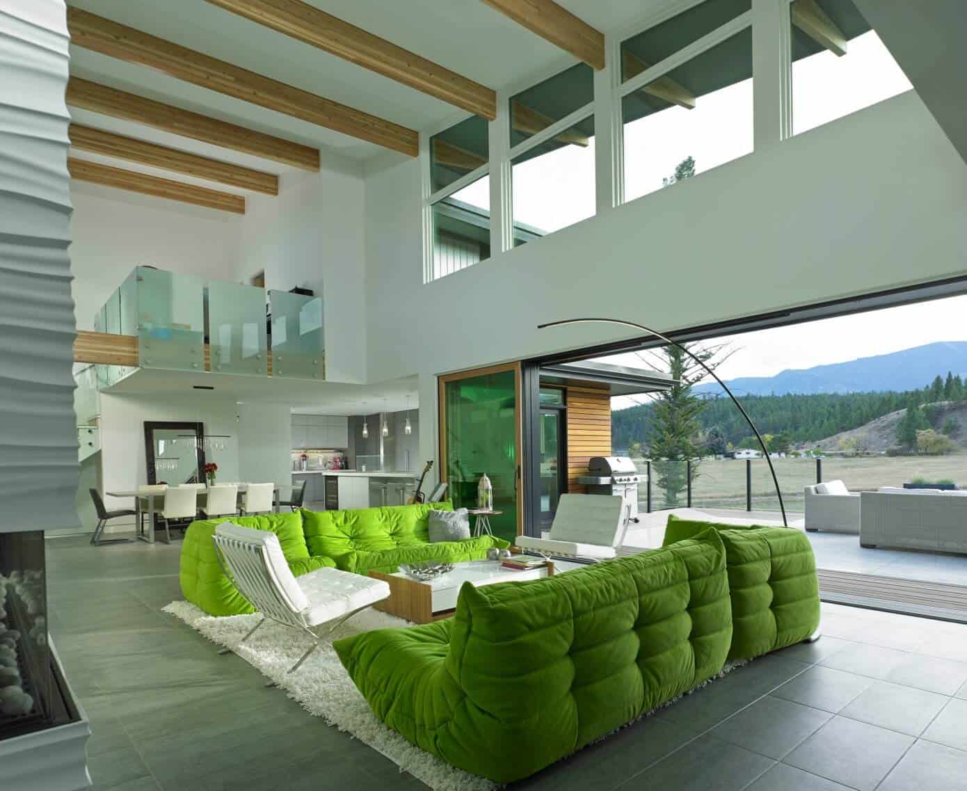 This Living Room in Green and White is so Uplifting