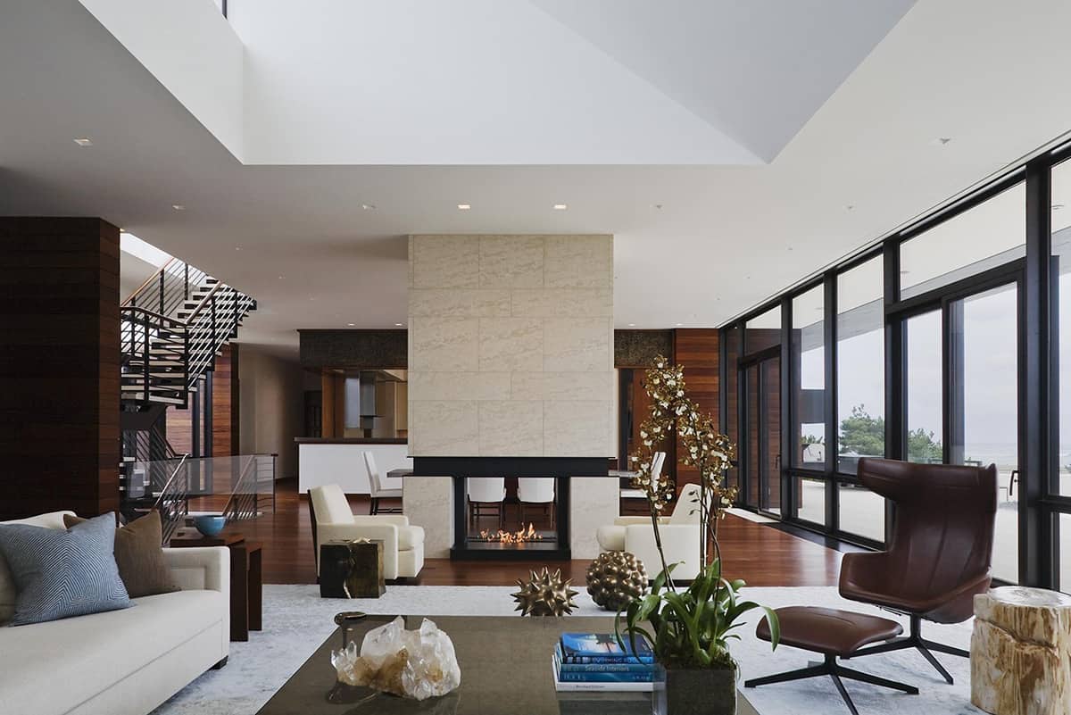 modern fireplace space divider alexander gorlin architects
