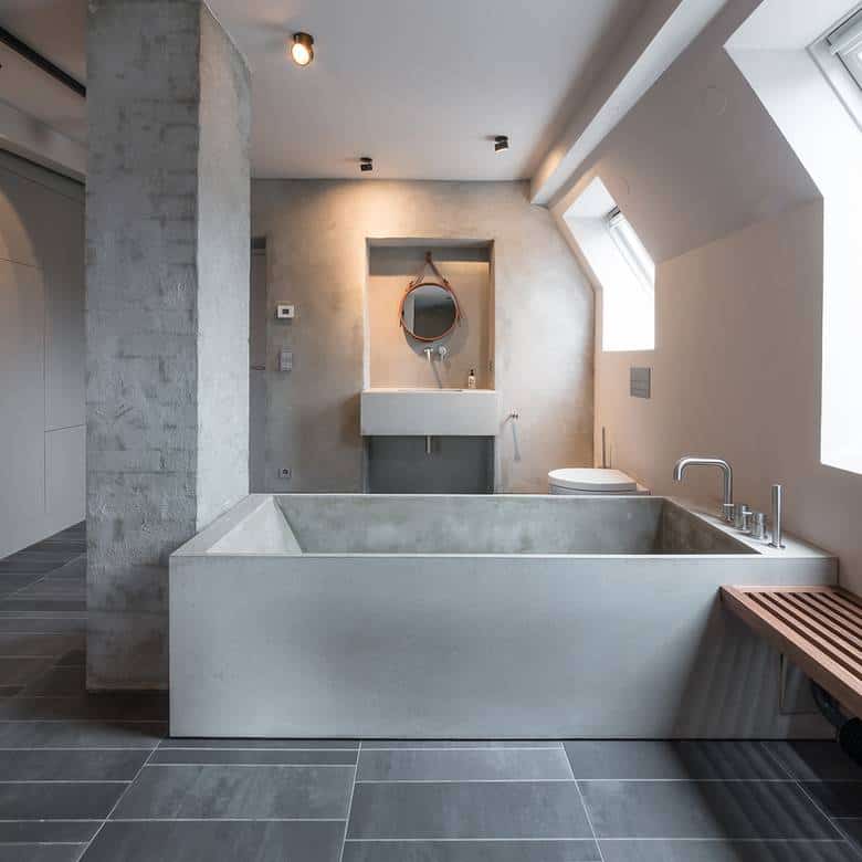 chic textured interiors with unique materials from karhard architektur 16 concrete bathroom