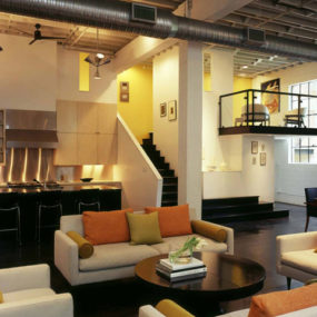 Contemporary Loft Design with Mid-Century Modern Interiors