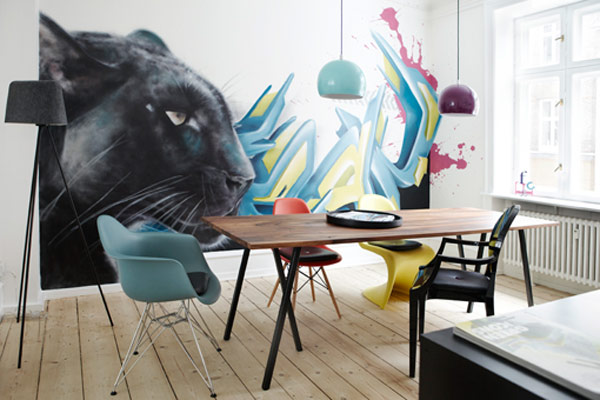 Apartment Interior Filled with Graffiti Style Art