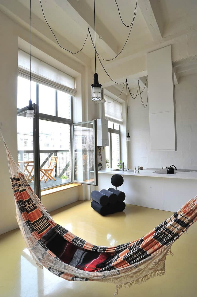 factory loft with integrated hammock mezzanine 3 hammock