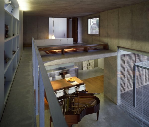 flowing interior design concrete glass 5