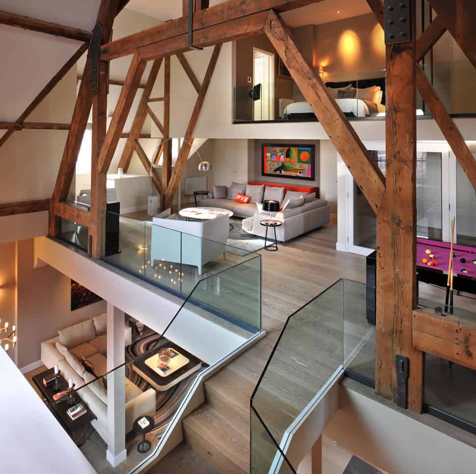 gothic penthouse revived with modern finishes and pops of color 1