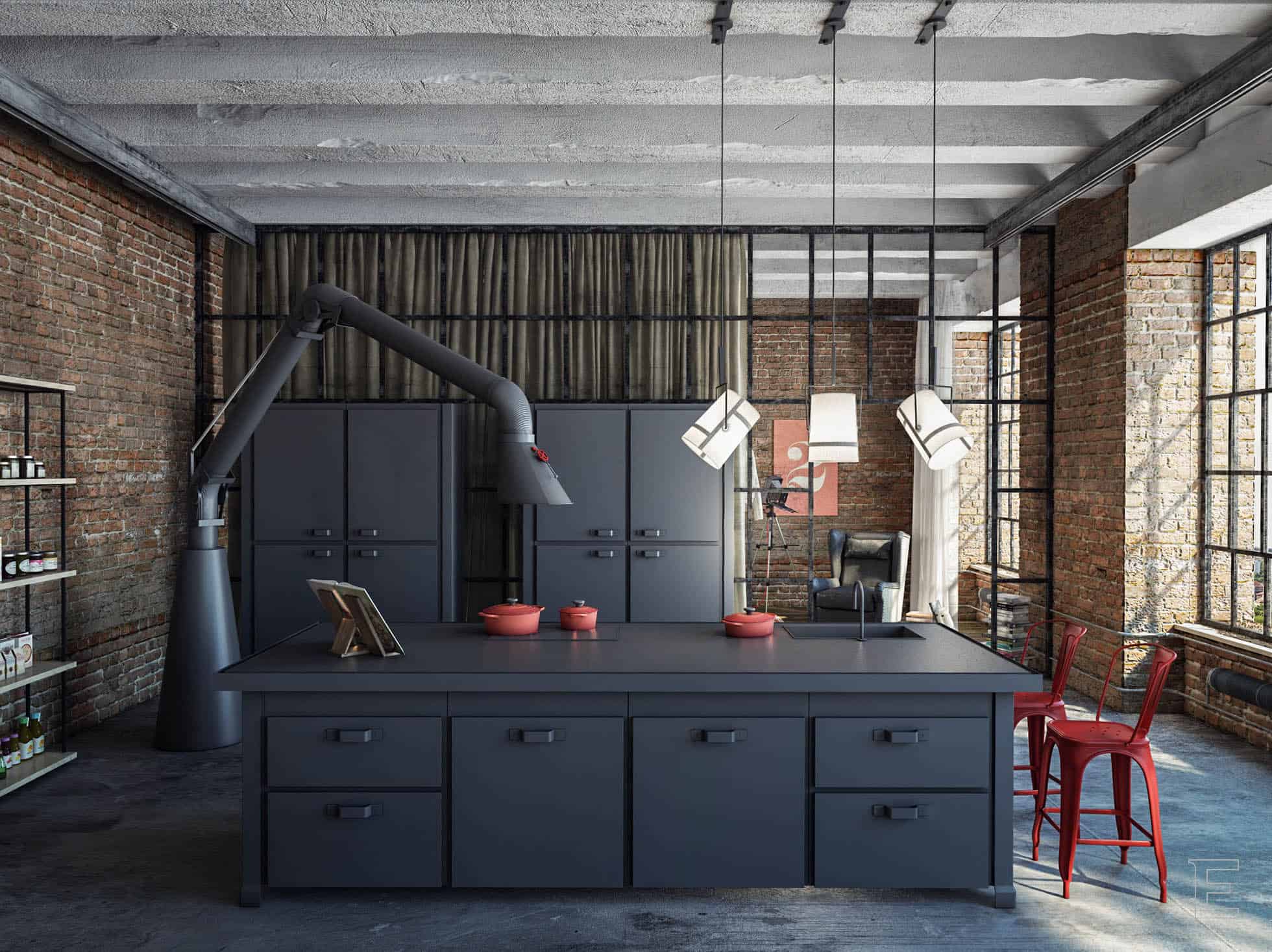 industrial style kitchen for foodies with good taste industrial black