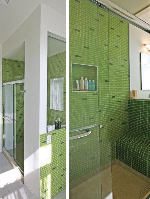 light green bathroom subway tile 2 Light Green Bathroom with Subway Tile