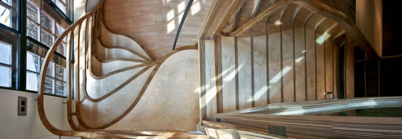 organic shaped wooden spiraling staircase 3