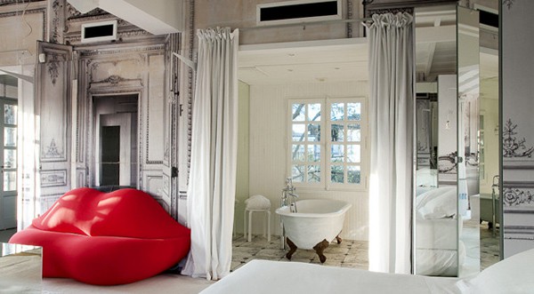 Soft Interior Design with a Bright Red Sofa