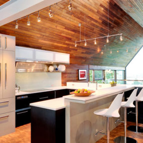 Kitchen with Wooden Walls and Ceiling