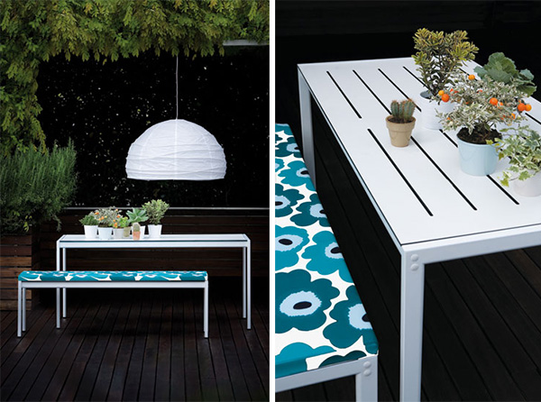 Garden Table and Bench from Zanotta – elegant steel frame