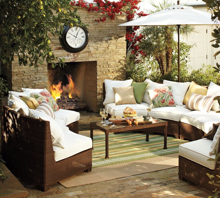 Designing Outdoor Living Room W Palmetto Sectional By Pottery Barn