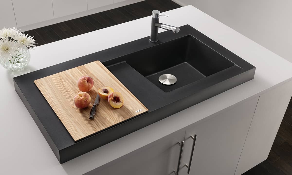 raised kitchen sink workstation dual draining modex blanco 2 chopping block