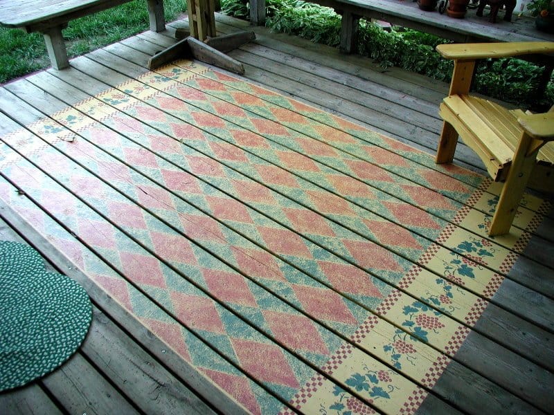 rug stenciled on outdoor deck country pattern 3
