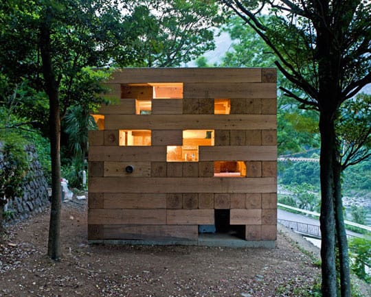 futuristic backyard sheds offices studios geometric wood block cabin
