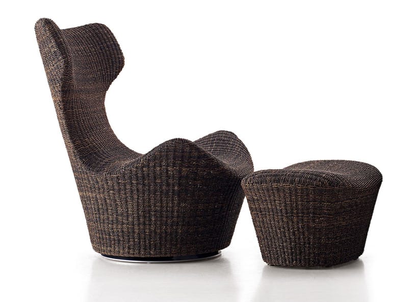 lounge chair with footstool bb italia grande papilio rattan 10