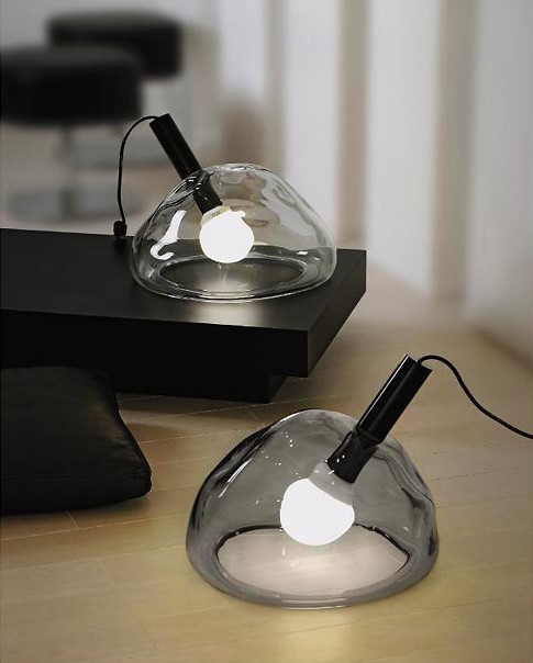 Small Glass Table Lamp By Vivarini, Small Modern Table Lamp